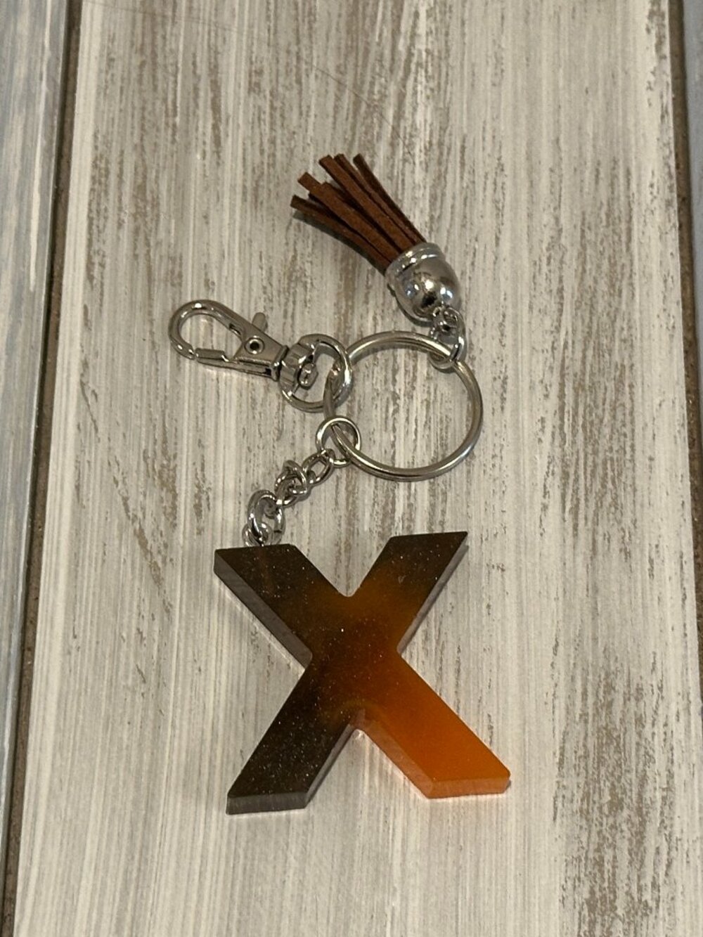 NWOT Initial X Key Fob Ring Keychain w Tassel or Can Be a Handbag Charm